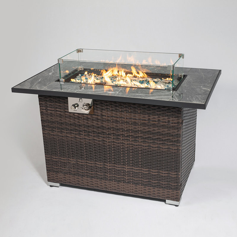 24.8'' H x 43.4'' W Steel Propane Outdoor Fire Pit Table with Lid