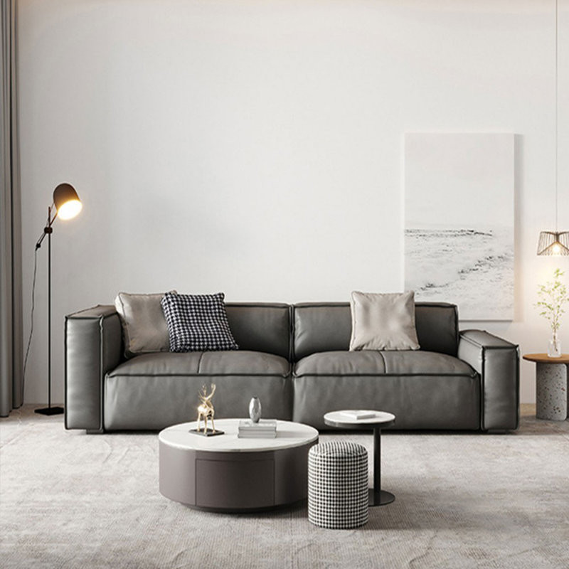 86.61" Genuine Leather Modular Sofa cushion couch