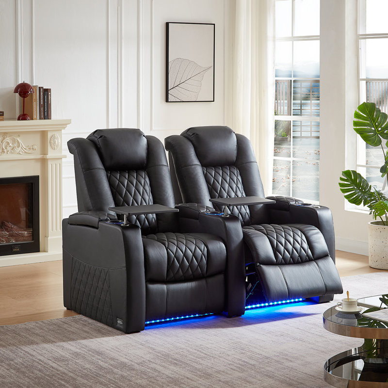 Brayden Studio® Leather Home Theater Seating, Game Seats Movie Theater Chairs Theater Recliner Sofa