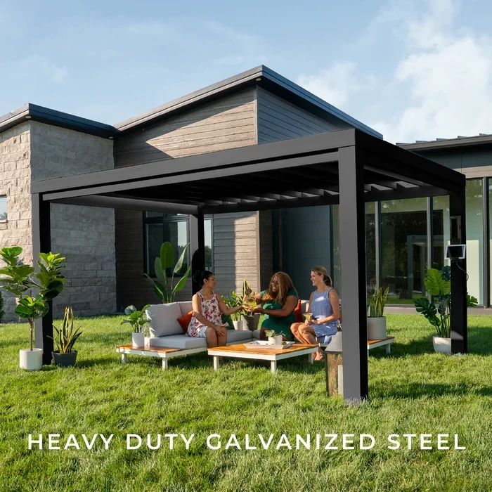 14 ft. W x 10 ft. D Backyard Discovery Trenton Steel Pergola with Canopy