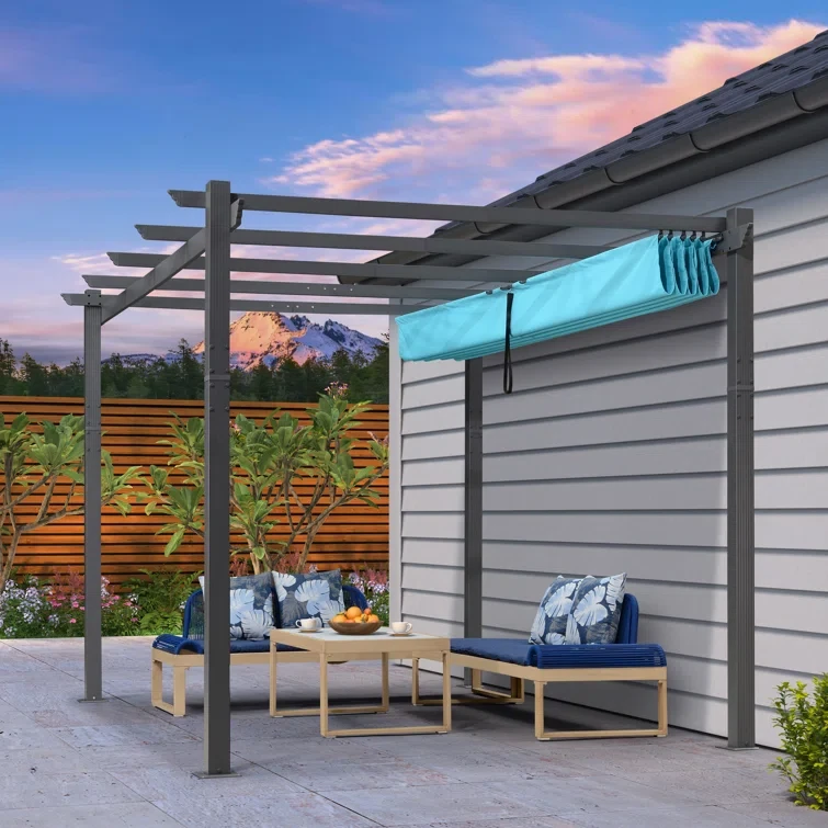 13 Ft. W X 9.5 Ft. D Aluminum Pergola with Canopy