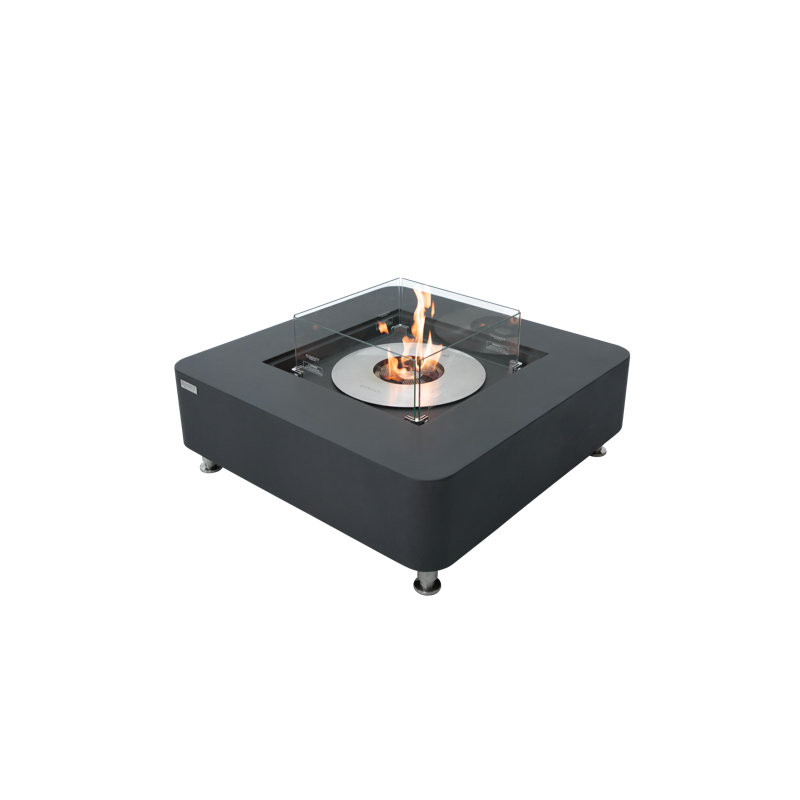 Perth 40" Square Ethanol Fire Table -Slate Black/Space Gray/Cream White-by Elementi