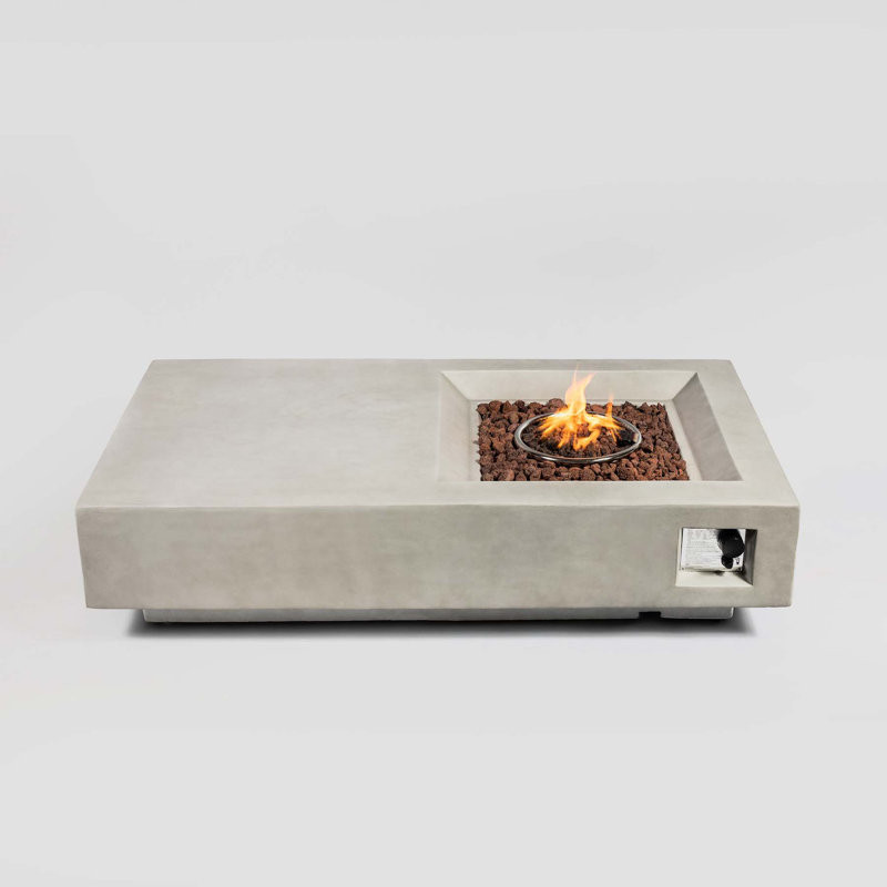 Harwinder 13.78" H x 60.04" W Concrete Outdoor Fire Pit Table