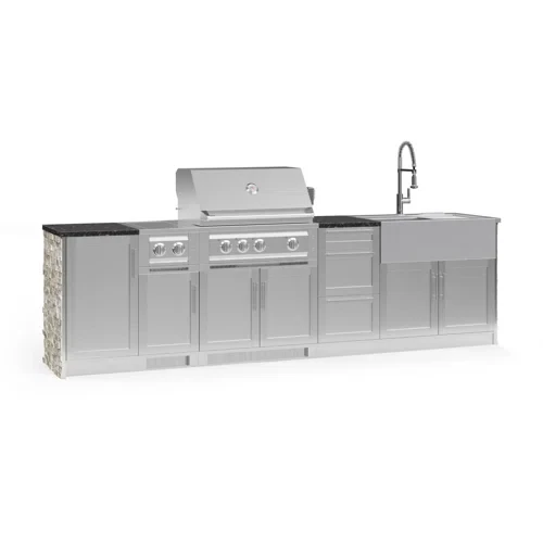 Outdoor Kitchen Signature Series 10 Piece Cabinet Set with 33 in. Natural Gas Platinum Grill