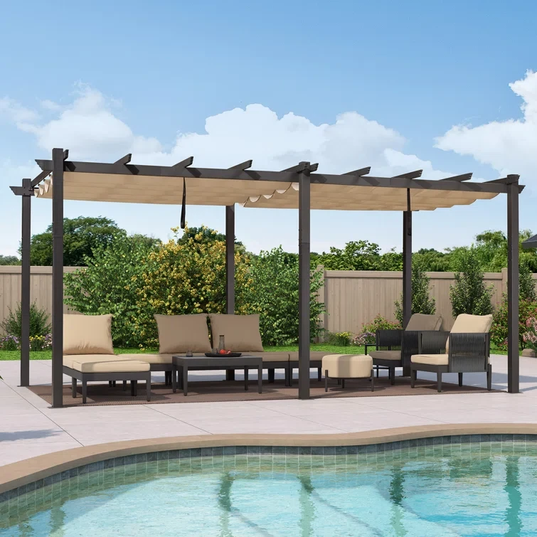 18 ft. W x 12 ft. D Aluminum Pergola with Canopy