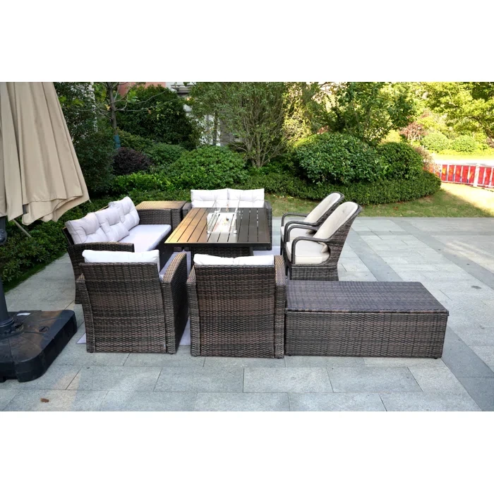 Algird 9 - Person Outdoor Seating Group with Cushions