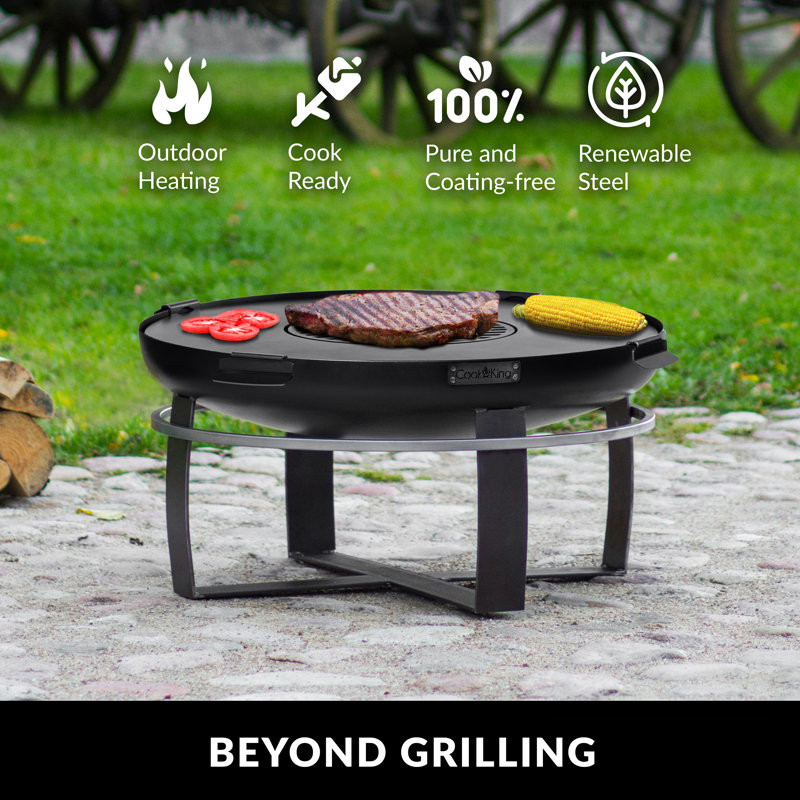 Camyri 14.25" H Steel Wood Burning Outdoor Fire Pit 14.25" H x 31.5" W x 31.5" D