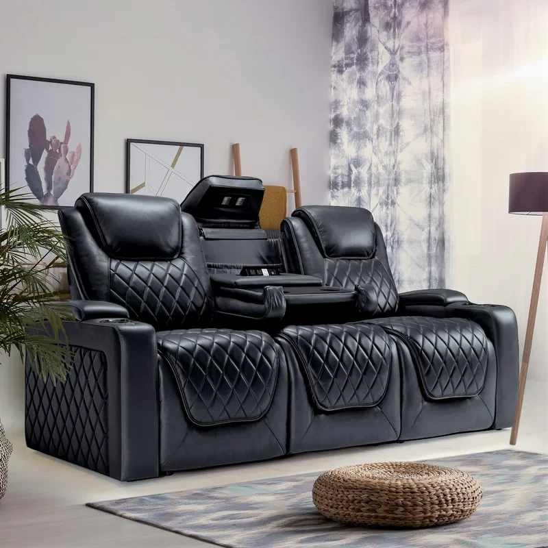 Leather Home Theater Seating with Cup Holder