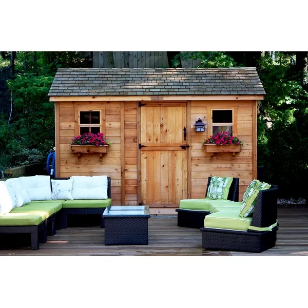 12 ft. W x 8 ft. D Cabana Cedar Wood Garden Shed