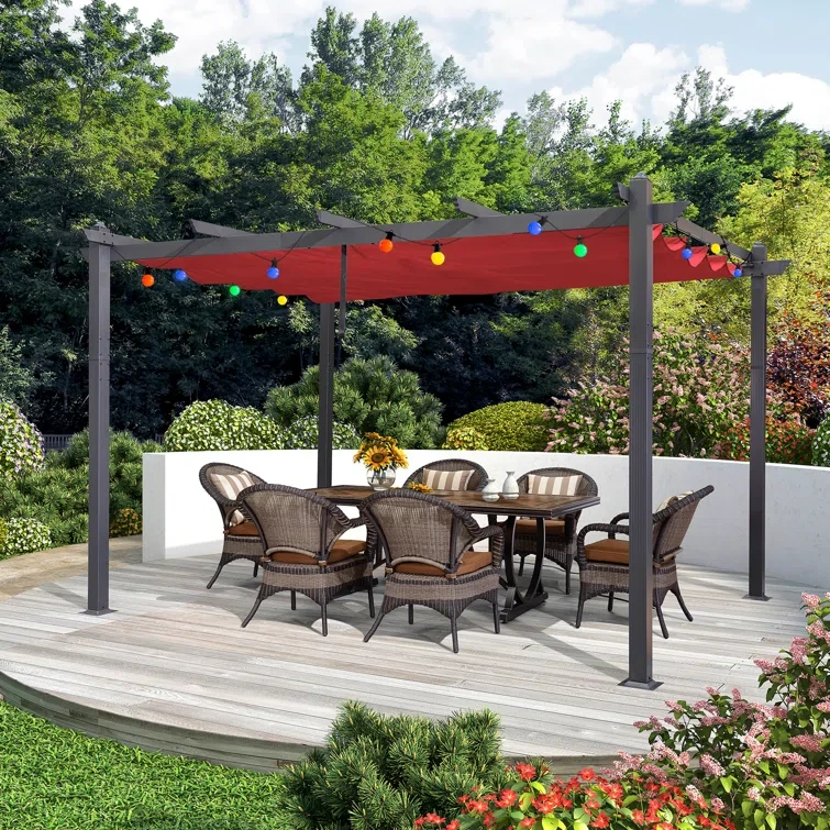 13 Ft. W x 10 Ft. D Metal Pergola with Canopy