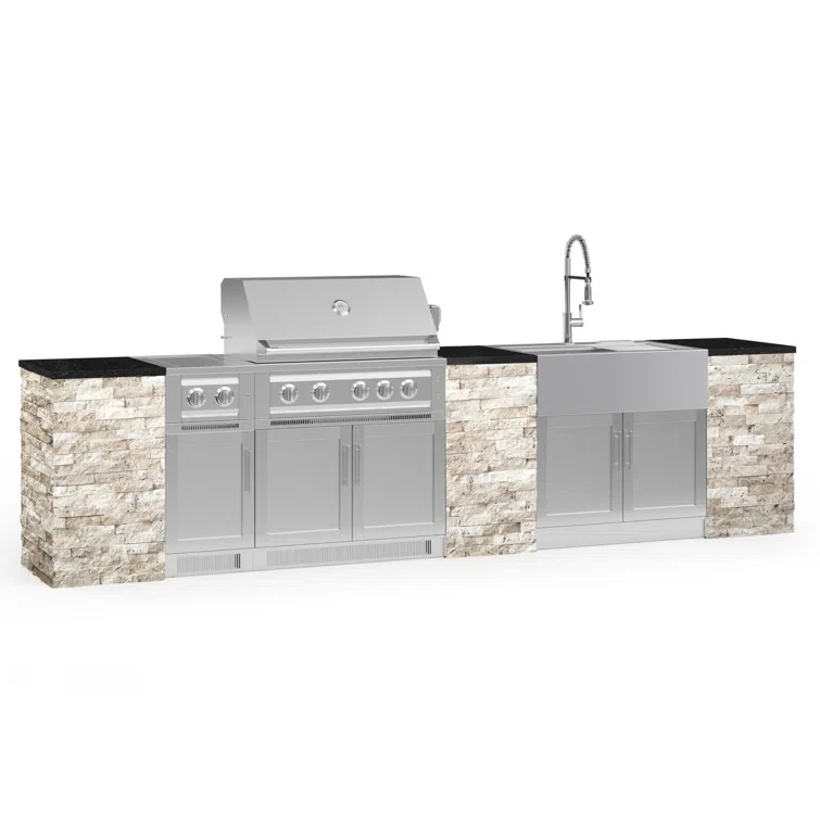 Outdoor Kitchen Signature Series 11 Piece Cabinet Set with 36 in. Propane Gas Platinum Grill