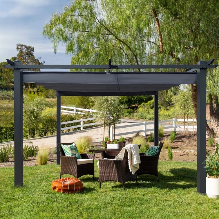 13 Ft. W x 10 Ft. D Aluminum Pergola with Canopy