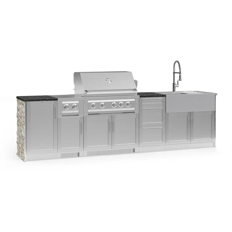 Outdoor Kitchen Signature Series 10 Piece Cabinet Set with 36 in. Natural Gas Platinum Grill