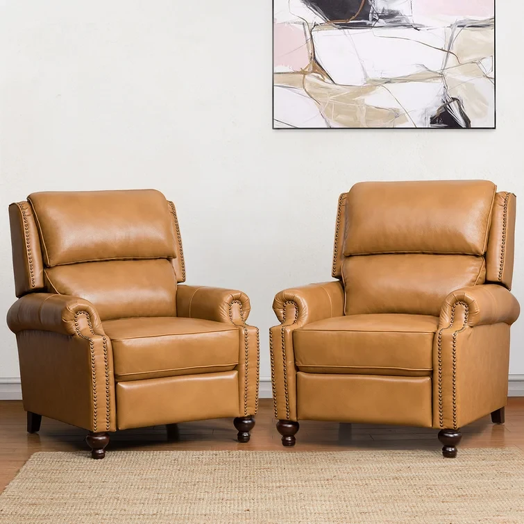 Anre Genuine Leather Recliner With Nail Head Trim (Set of 2)