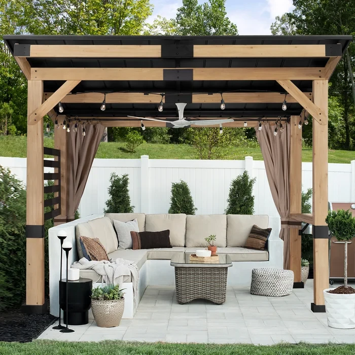 12 Ft. W X 10 Ft. D Cedar Wood Patio Gazebo