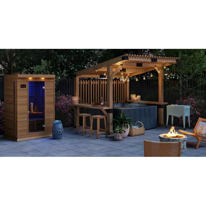 SummerCove 10 ft. x 11 ft. Cedar Wood Framed Hot Tub Pergola