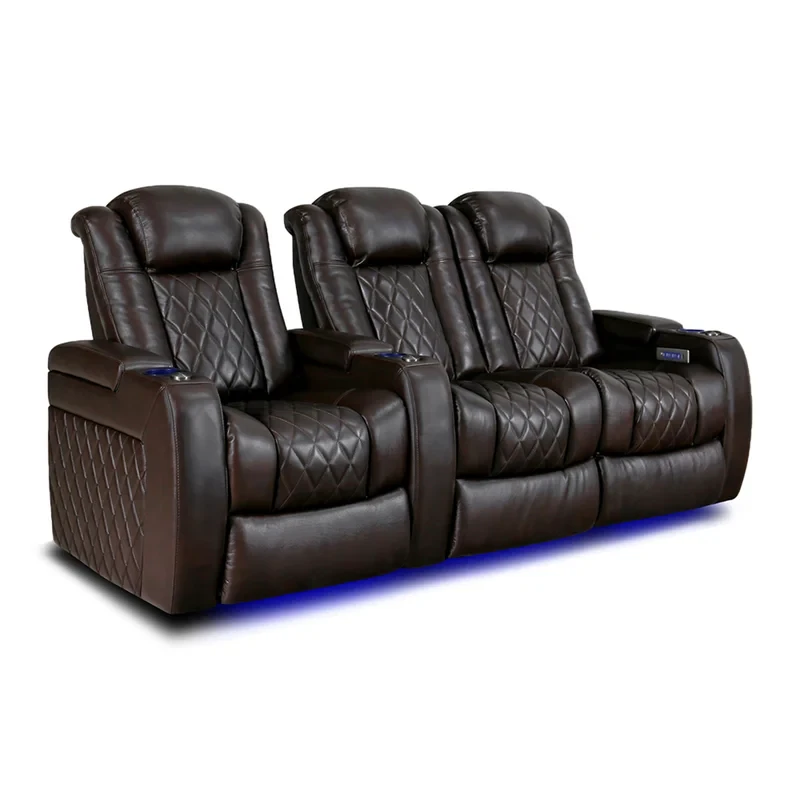 Tuscany Leather Home Theater Seating with Cup Holder