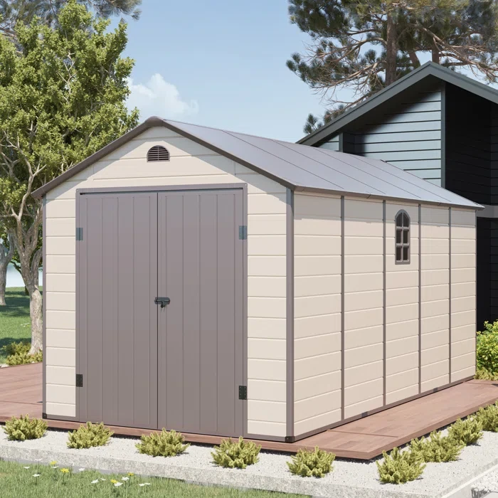 7.80" H x 8" W x 15" D Plastic Outdoor Patio Storage Shed