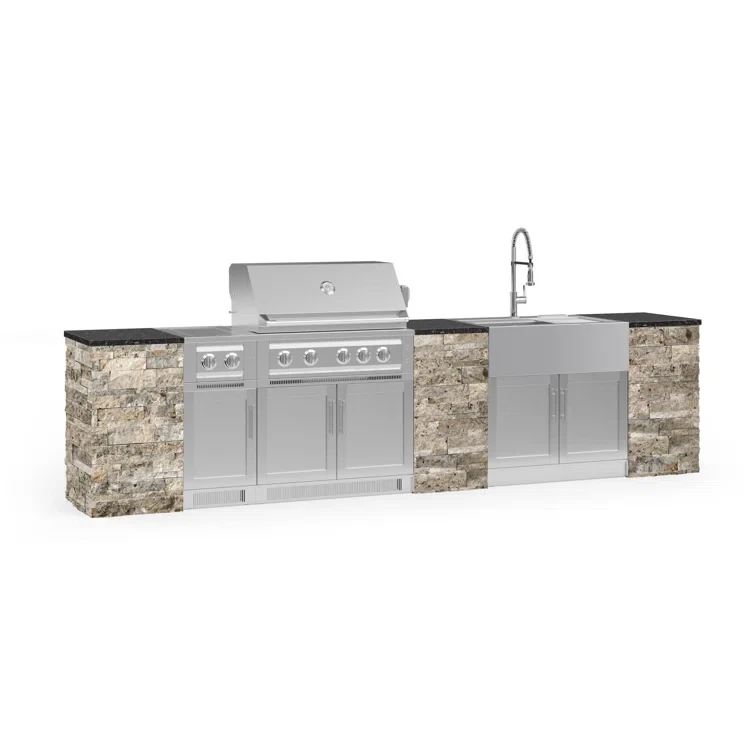 Outdoor Kitchen Signature Series 11 Piece Cabinet Set with 36 in. Natural Gas Platinum Grill