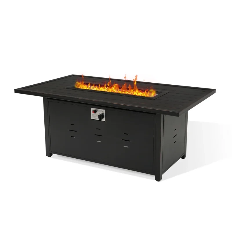 23.25''H X 55.25"W Outdoor Propane Fire Pit Table With Cover And Lid