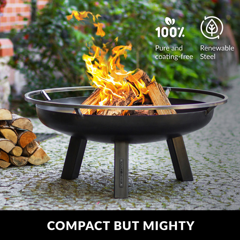 Ballimamore Steel Wood Burning Outdoor Fire Pit with Lid 15.5" H x 30" W x 30" D