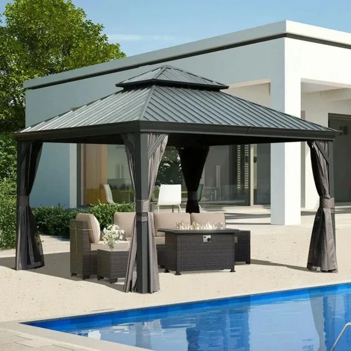 12 Ft. W x 12 Ft. D Galvanized Steel Patio Gazebo