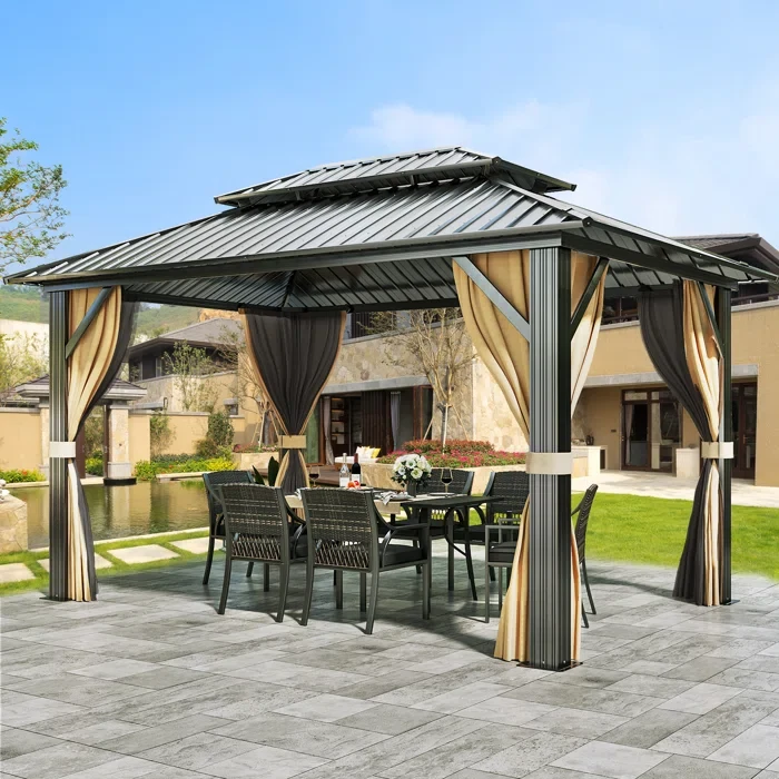 Metal Patio Gazebo 16 ft X 12 ft X 9 ft 8 1/2 in