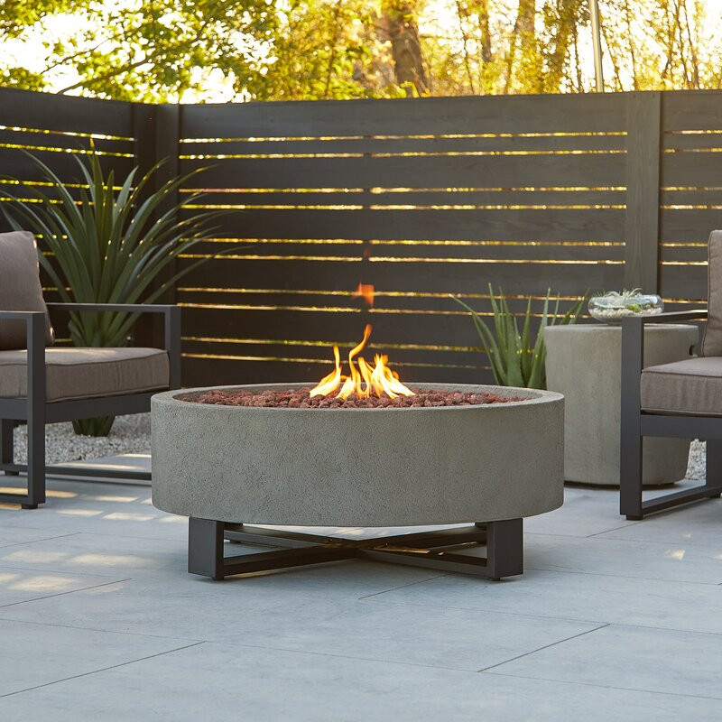 Idledale 40" Round Concrete Propane Outdoor Fire Pit by Real Flame