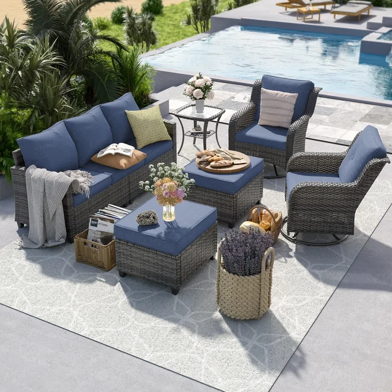 Caelee 7 - Person Outdoor Seating Group with Cushions