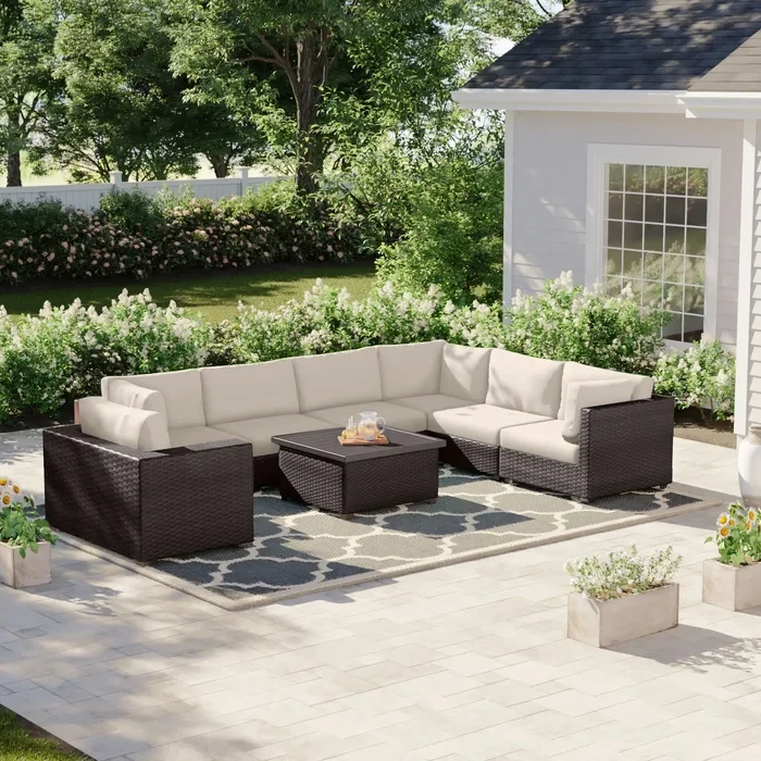 Anishia 6 - Person Outdoor Seating Group with Cushions