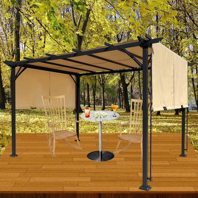 12 Ft. W x 9 Ft. D Steel Pergola with Canopy