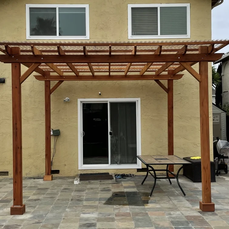 12 ft. W x 12 ft. D Solid Redwood Pergola