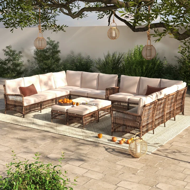 12-person Seat U-shaped Outdoor Sectional Set