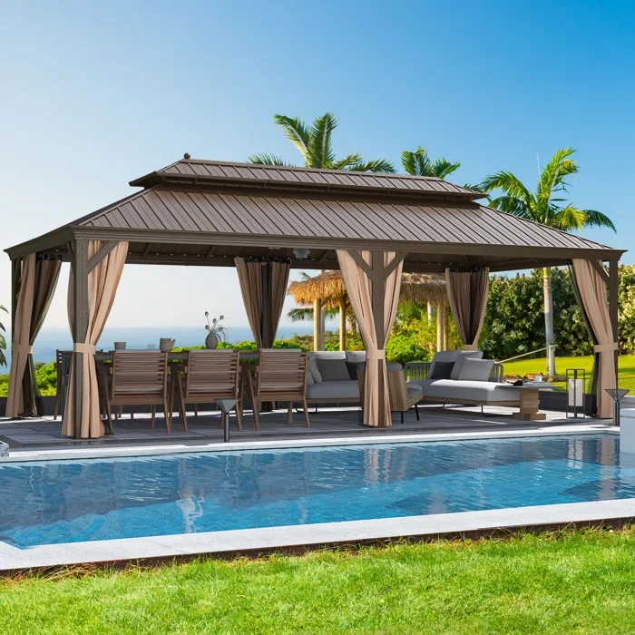 24 Ft. W x 12 Ft. D Steel Patio Gazebo