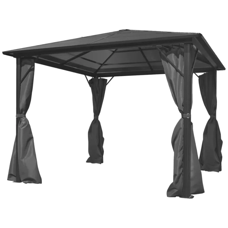 157.5" x 118.1"Gazebo Pop up Canopy Tent Folding Patio Pavilion with Curtain Aluminum