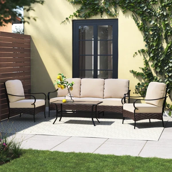 Arwand Outdoor Patio Conversation Set with Cushions