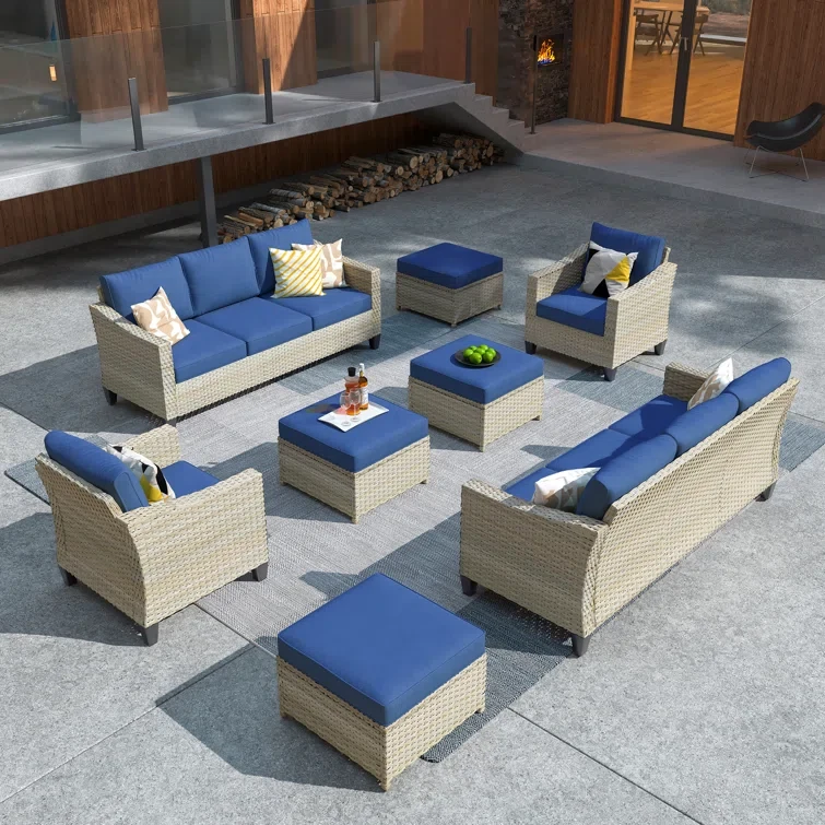 Sarpsborg Wicker 8 - Person Outdoor Seating Group with Cushions