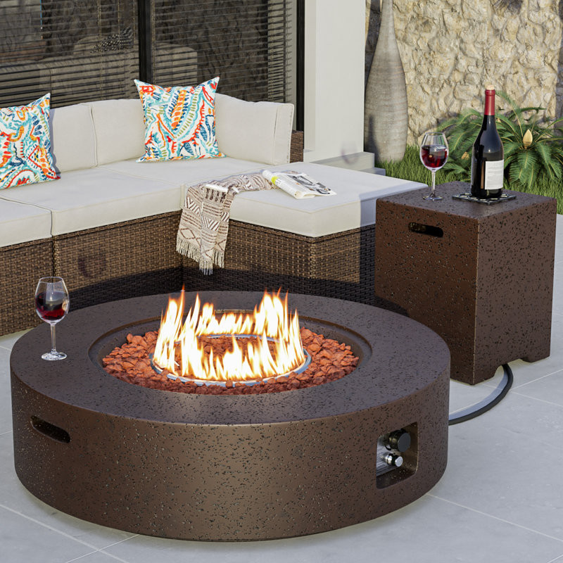 Shade Concrete Propane Outdoor Fire Pit Table