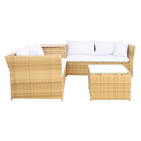 3 Piece Rattan Sectional Seating Group with Cushions