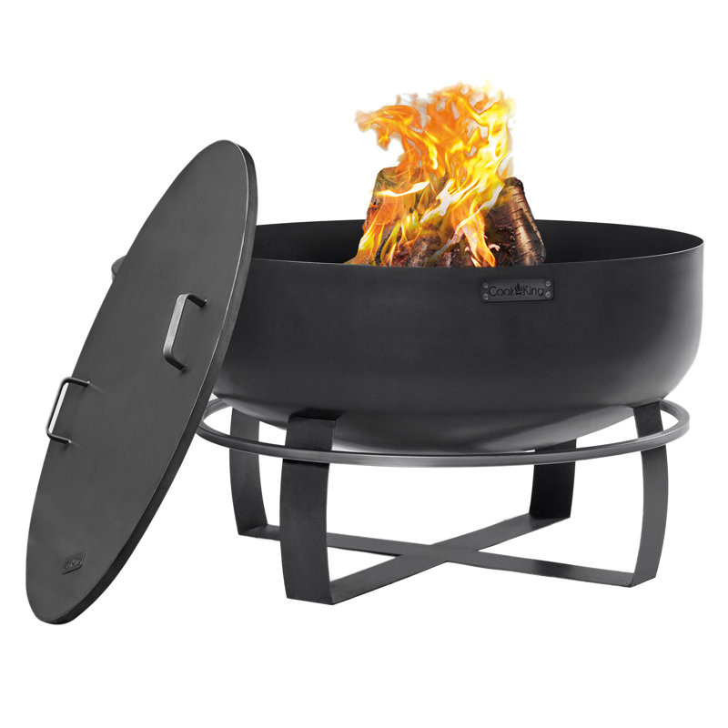 Goole 20" H x 31.5" W Steel Wood Burning Outdoor Fire Pit with Lid