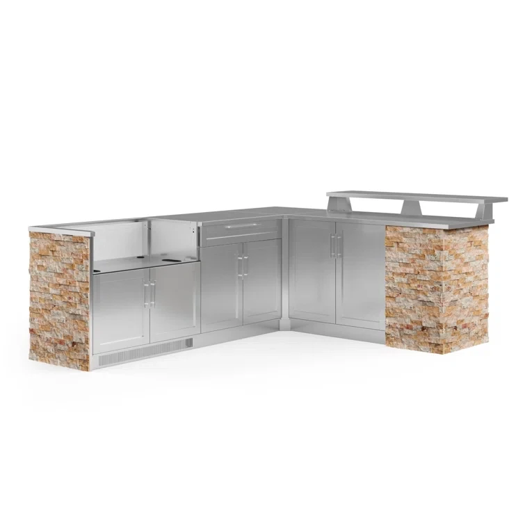 Outdoor Kitchen Signature Series 8 Piece L Shaped Cabinet Set with Stainless Steel Top