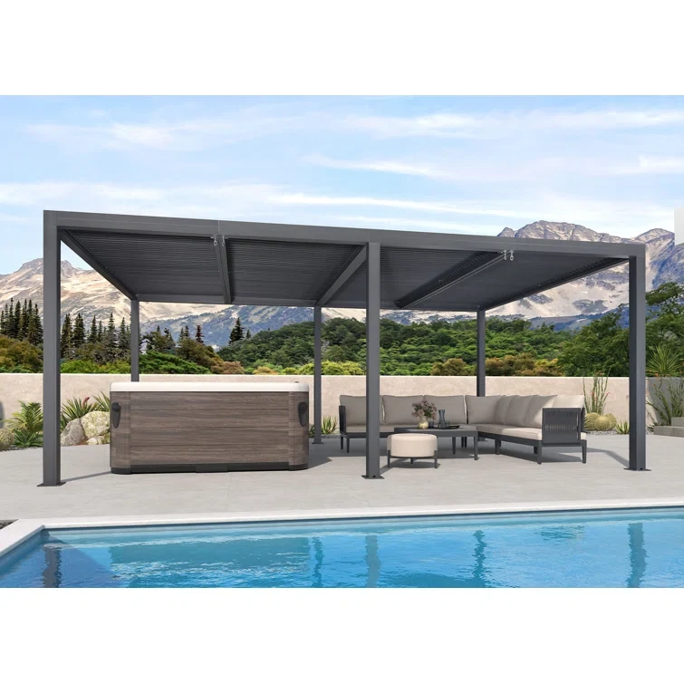 Louvered Pergola 19 Ft. W x 12 Ft. D Aluminum Pergola with Adjustable Roof Hardtop Gazebo