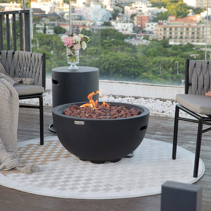 Jefferson 26" Round Outdoor Concrete Fire Bowl - Modeno