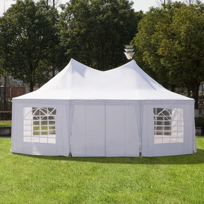 Outsunny Party Tent, Wedding Tent with Sidewalls, Heavy Duty Event Tent with 2 Doors and 6 Windows, Outdoor Gazebo Tent for Party