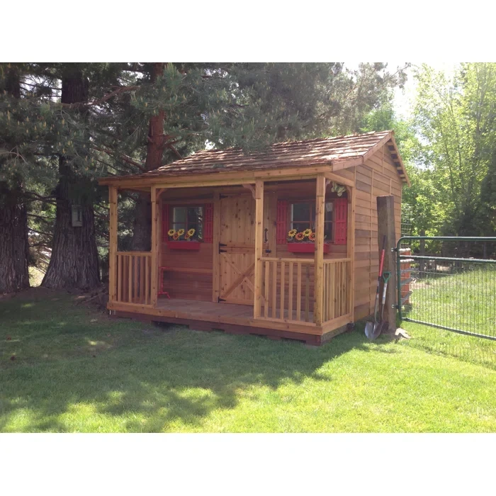 112" H x 108" W x 120" Bunkhouse Western Red Cedar Wood Storage Shed