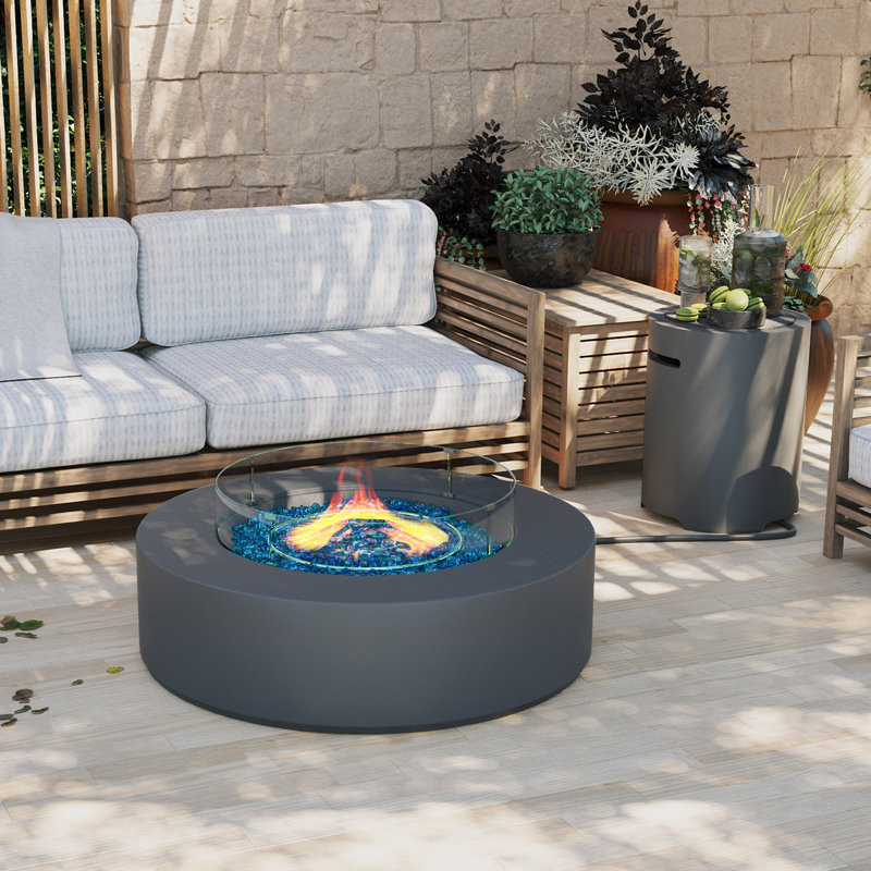 Wilfrid 17.5" H x 40.5" W Concrete Propane Outdoor Fire Pit Table