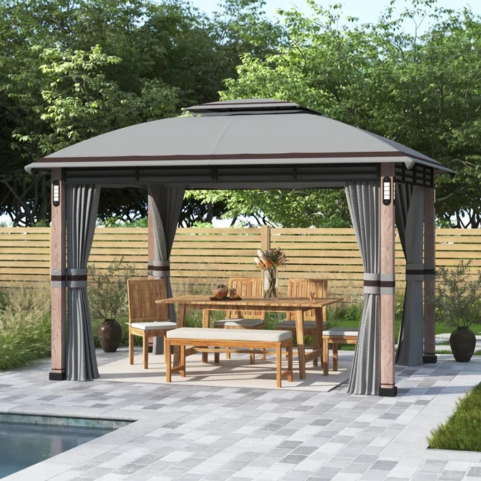 Beretta 11 ft. x 13 ft. 2-tier Gazebo with LED Lighting and Bluetooth Sound