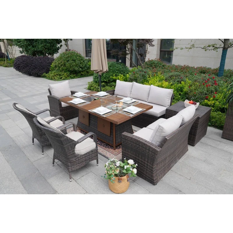 Algird 9 - Person Outdoor Seating Group with Cushions