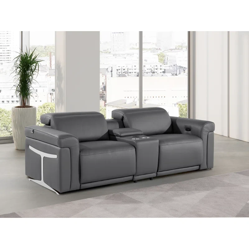 Eliziah 3-Piece 2-Power Reclining Leather Loveseat With Power Headrest