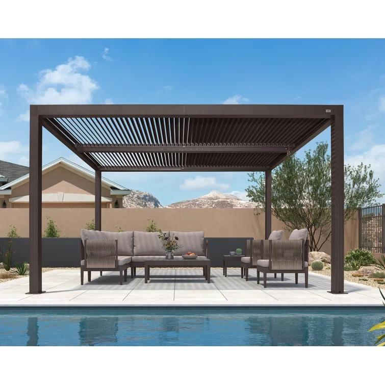 Louvered Pergola 13 Ft. W x 10 Ft. D Outdoor Aluminum Pergola with Adjustable Roof